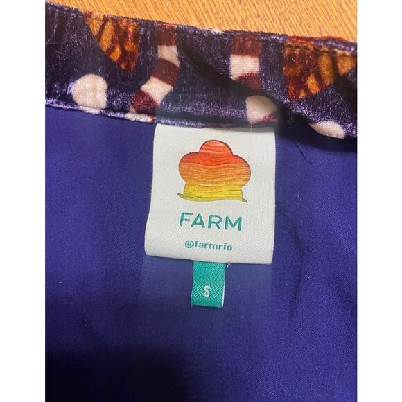 FARM RIO Nature Beauty Blue Velvet Mini Dress Size: Small Condition: NWOT - Picture 11 of 14